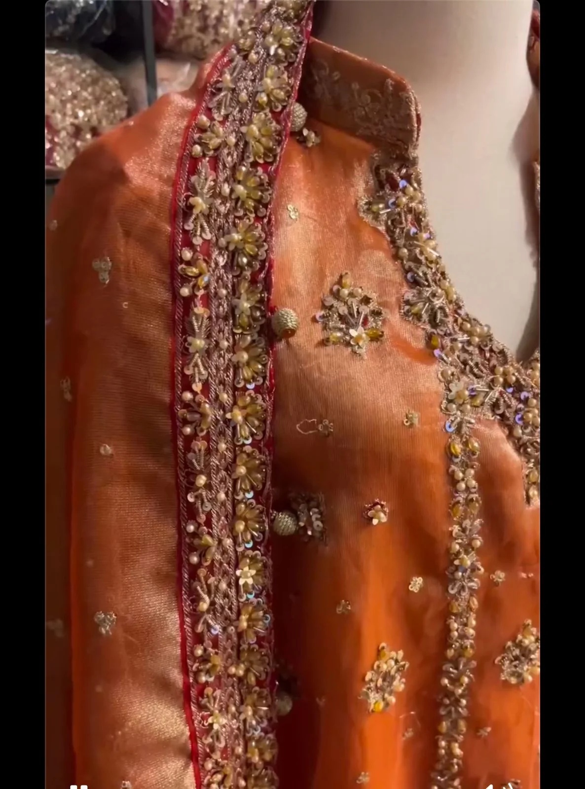 Haris Shakeel Aswad Pakistani fashion outfit in gold tones.